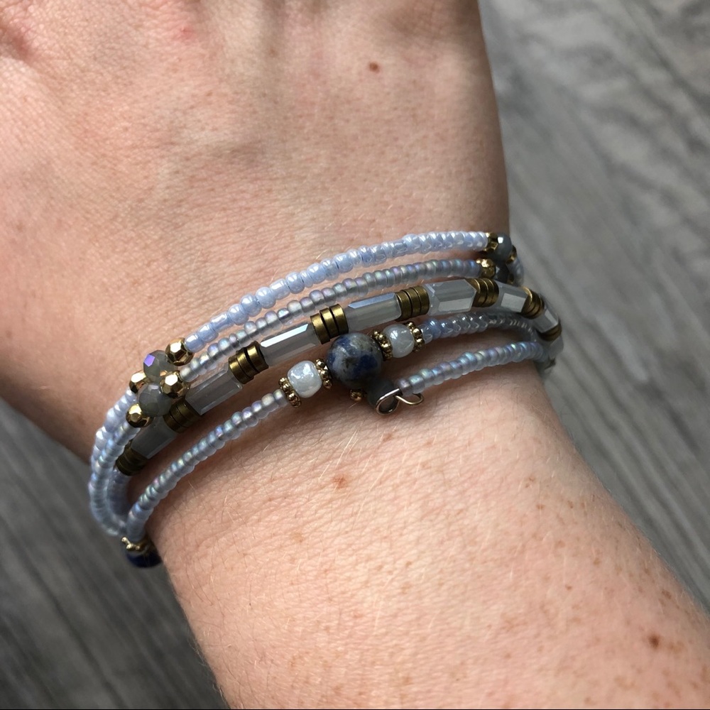 Francesca’s Collections Beaded Blue Coil Bracelet